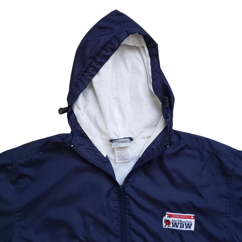 Vintage Walt Disney World Windbreaker Jacket Small Blue Full Zip Hooded Lined - Picture 5 of 12